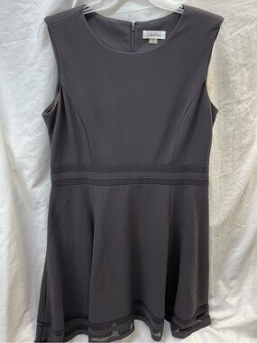 Calvin Klein Dark Gray Sleeveless Fit & Flare Dress ladies sz 14